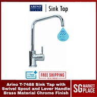 Arino Sink Tap with Swivel Spout and Lever Handle | T-7488 | Cold Tap | Brass Material | Chrome Finish | 3 Ticks