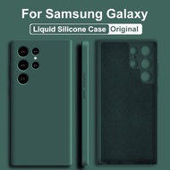 Original Liquid Silicone Case For Samsung Galaxy S23 S22 S24 Ultra Plus FE Soft Cases Accessories