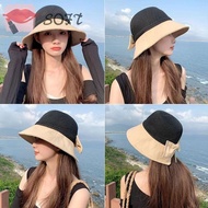 SOFTNESS Bucket Hat Summer UV Protection Panama Hat Wide Brim Sunshade Hat