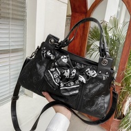 FUNMARDI Skull Scarf Crossbody Bag Punk Style Tote Bag High Quality Shoulder Bag Black Women Luxury 