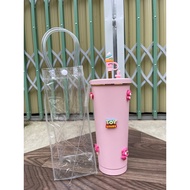 750ml plain thermos cup comes with 1 cleaning brush + 1 straw + stiker + 1 inner bag to hold the cup