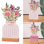 2024 Bloomy Flowers Desk Calendar Aesthetic Monthly Desk Planner for Table Decor