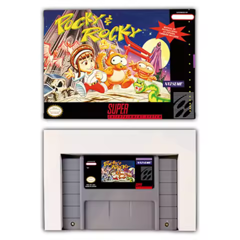 Pocky & Rocky Action game Card for SNES EUR PAL USA NTSC 16bit Game Consoles with Retail Box Video G