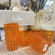 Set 6 ly Livellara cam họa tiết chấm bi  đơn giản  màu sắc bắt mắt -Set of 6 Livellara orange cups w