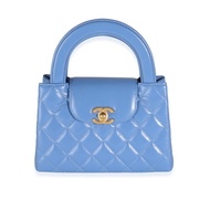 Chanel Blue Shiny Quilted Aged Calfskin Nano Kelly Aged Gold Hardware, 2025