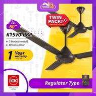 KDK K15v0-pbr Ceiling Fan – 60 Inch, Regulator, Brown | Twin Pack (2 Units/Box) | Kipas Siling