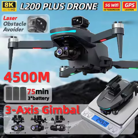 L200 PLUS GPS Drone with 8k Professional 3-Axis Gimbal Camera Laser Obstacle Avoidance for Safe Flig