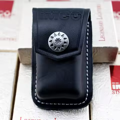 Fashion Genuine Leather Black Cgarette Lighter Box For IMCO Austria Lighters Case High Quality Waist