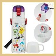 Skater Children's Stainless Steel Water Bottle 2-Way Direct Drinking 470ml Cup Drinking 430ml Pokemo