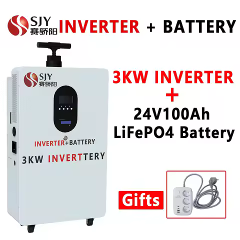 All-in-one LiFePO4 battery solar inverter 24V100Ah 3KW portable powerbank 2.5kwh wall mount with MPP