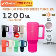 SUNDAYEROO 1200ML Flip Straw Leak Proof Tumbler with Handle & Straw, 304 Stainless Steel Tahan Sejuk