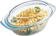 Simax Clear Glass Casserole Dish: Clear Glass Oval Casserole Dish with Lid and Handles Covered Bowl