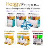 Happypopper Commercial Juice Dispenser 18Liter 10Liter 20 Liter single double 3 Tanks Electric 冷饮果汁机