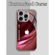 1pc Customizable Personalized Text With Gradient Colorful Fluid Pattern Design Apple Fashion Tempere