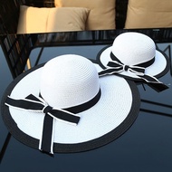 topi pantai wanita cap woman cute hat woman Summer Sunscreen Straw Hat Foldable Beach Hat Women Big 