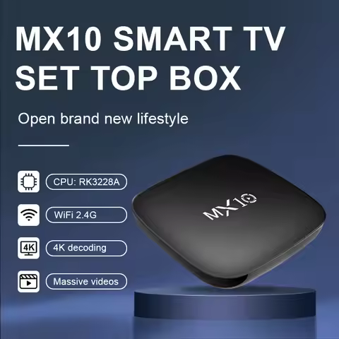 TV Box Android MX10 ARM Mali-400 MP2 DDRIII 1GB EMMC 8GB Android 7.1 2025 Most Popular Android TV Bo