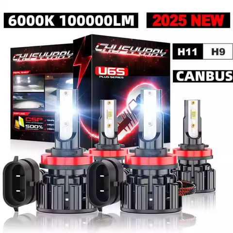 4PCS H9 H11 Canbus LED Headlight Combo For Nissan Rogue 2014-2020 1:1 Same Size 6000K 100000LM High/