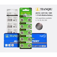 Tianqiu AG10 LR1130 (10 PCS) Bateri Micro Alkaline Coin Button Cell Battery Bateri Mainan Jam Tangan