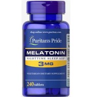 【加瀨免運下單備注電話】美國進口褪黑素3mg240片睡眠放松Puritan's pride普麗普萊7904#
