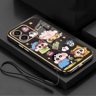 OPPO A6 Pro 5G A6 Pro 4G Crayon Shin-chan Lovely Case Glossy Plating Phone Casing Shockproof Cover