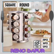 STAINLESS STEEL SPICE RACK CAROUSEL Rotatable Spice Jar Spices Can Canister Spices Container Herb Sp