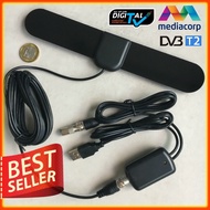 Digital TV Antenna . 5 meter cable length . Flat type . 30 DBI . DVB-T2 . DTV . USB Powered . Active