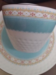 斯裡蘭卡製 Noritake 奶茶/咖啡杯 連底碟 - Humming Blue
