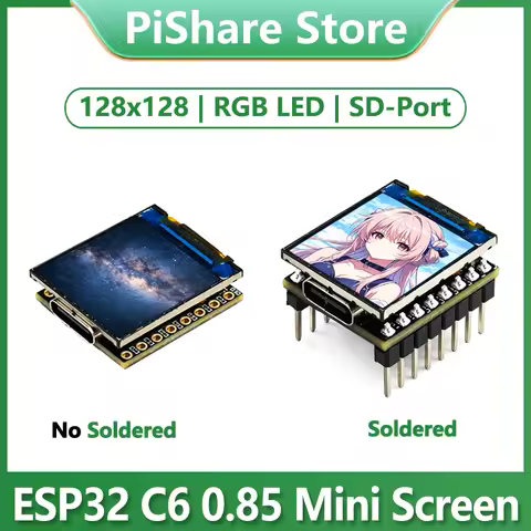 ESP32-C6 0.85 inch Display LCD Development Board 0.85inch Screen 128x128 Mini SD-Port QST LVGL For A