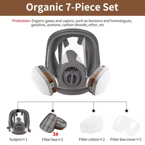 Acid/Organic 7 in 1 Gas Mask K6800 Mask Respirator Paint Chemical Pesticide Laboratory Dustproof Mat