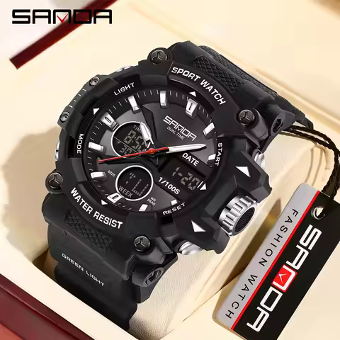 SANDA Women's Sports Watch for Men Quartz Digital Dual Display Watches Shock Water Resistant Camping