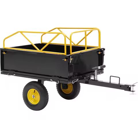 Garden Utility Trailer, 500Lbs 12 Cu.Ft ATV UTV Trailer Tow Behind Dump Cart with Removable Sides, R