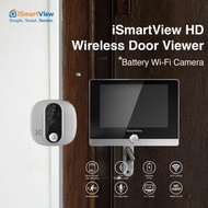 iSmartView - 智能”猫眼門鈴”全無線高清 連”4.3吋LED顯示屏” 內置電池 CCTV 紅外夜視移動偵測24小時實時監控門外範圍 無線網絡充電式Wi-Fi門鈴 IP Cam