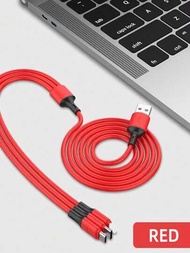 120m 液態矽膠 3合1 USB 快速充電線，適用於Micro USB、Type-C和iPhone
