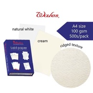 Wales A4 Conqueror Conquerer Paper Laid 100gsm White / Cream Premium Office Paper Emboss No Watermar
