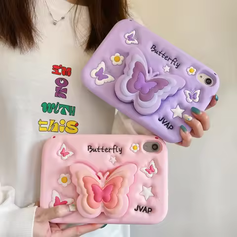For IPad A16 Air 2 3 4 5 6 10.9 Mini 6 7 Pro 11 9 8 7th Generation Child Case 3D Butterfly Holder So