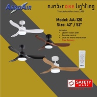 [Free Delivery] Aeroair AA120 DC Ceiling Fan, Tri-color LED Light 24W and Remote 42"/52". (special Installation price!)