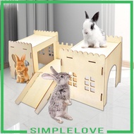 [Simple] Wooden Bunny Hideout Castle Ventilated Sturdy Habitat for Chinchilla Ferret Bunny Cage Indo