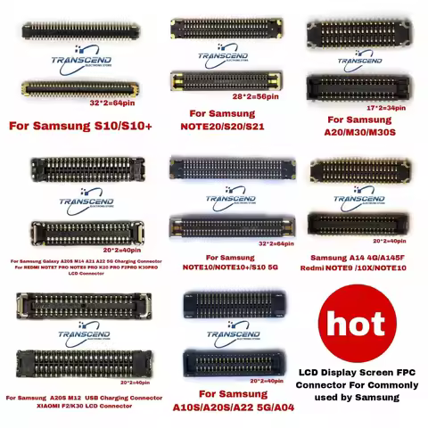 10PCS Popular LCD Display Screen Charging FPC Connector FOR Samsung A30S A40 A12 A50 A60 A02S A10S A