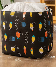 全城熱賣 - 家用大容量衣物收納箱(黑底魚)(100L（長50*寬40*高50cm））