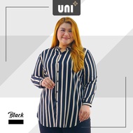 [UNIPLUS] Blouse Women Mordern Stripe Line Blouse Blouse Plus Size muslimah Murah Baju Viral Labuh Blause Wanita