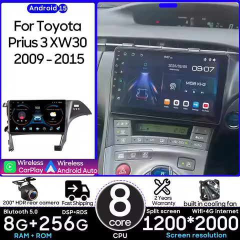 Android For Toyota Prius 3 XW30 2009 - 2015 Car Multimedia Player Carplay Auto Head Unit Radio Video