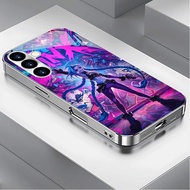 Arcane Girl Jinx Graffiti 08 Luxury Plated Frame Glass Phone Case For Samsung Galaxy S22 S23 S24 S25
