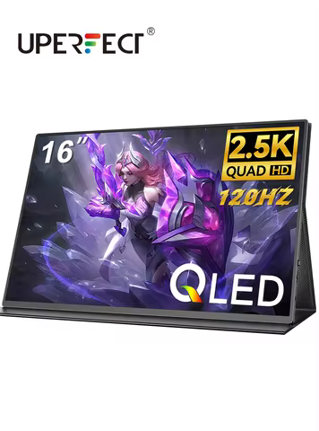 UPERFECT QLED 16" 2.5K Poratable Monitor w/ Type C 144Hz HDMI 120Hz XBOX Switch PS5 Gaming Display L