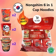 Halal Korea Nongshim Assorted 6 in 1 Cup Noodles [Shin Ramyun x2, Kimchi Ramyun x2, Claypot Ramyun x2]