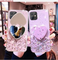 Glitter Phone Case Heart Shaped Mirror Bracket Cover Protective Shell For OPPO F1S F3 F5 F7 F9 F11 F15 F17 Pro