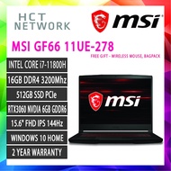 MSI KATANA GF66 11UE-278/458 Gaming Laptop ( i7-11800H, 16GB RAM, 512GB, RTX3060, 15.6" FHD, 144Hz, W10 )