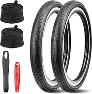 Set of 2 20/24/26 x 1.75 Inch Bicycle Tyres + 20/24/26 x 20 x 1.5-1.75 Inner Tubes with AV 35 mm and