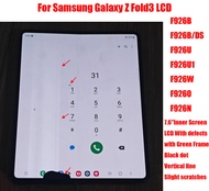 7.6 AMOLED Z Fold 3 5G LCD ที่มีข้อบกพร่องหน้าจอด้านในสำหรับ Samsung Z Fold3 F926ชิ้นส่วนจอสัมผัสแอล