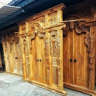Gapura 2,5 meter kusen pintu gebyok ukir kayu jati solid murah ready