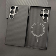 เคสโทรศัพท์บางเฉียบแบบคาร์บอนไนตริลสำหรับ Samsung S25U S24ultra S23u แบบธุรกิจพร้อมฟิเบอร์คาร์บอนแบบ